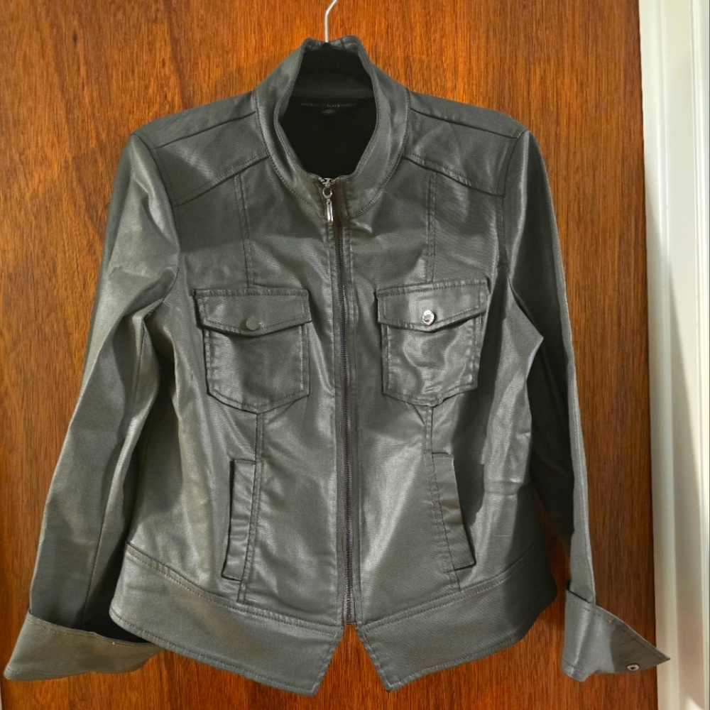 Grey Faux Leather Jacket